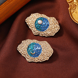 European Style Rock Moon Star Enamel Pins, Light Gold Alloy Brooch for Women's Sweaters Coats