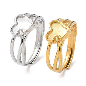 304 Stainless Steel Hollow Heart Adjustable Rings