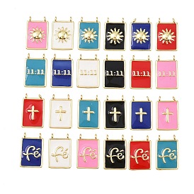 Латунь эмаль подвески, прямоугольник амулеты, без свинца и без кадмия, долговечный, реальный 18 k позолоченный, стойки покрытие