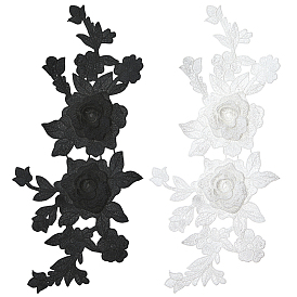 2Пары аппликаций из полиэстера с цветочным узором, выполненных с помощью компьютерной вышивки., костюм чонсам аксессуары, с 2шт. полиэстеровых вышитых нашивок