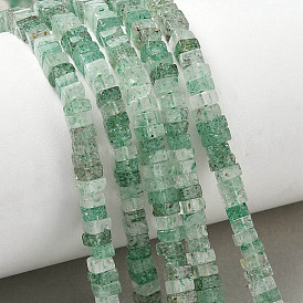 Натуральный зеленый клубника кварц бисер нити, квадратный
