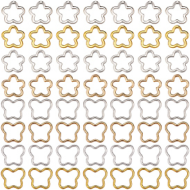 80шт 8 стили цинковый сплав бусины рамка, цветок и бабочка