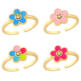 Minimalist Smiling Flower Ring - Fashionable and Cute Expression Jewelry