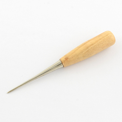 Stainless Steel Bead Awls, with Wood Handle, 120x16mm, Pin: 0.55~9.2mm