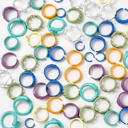Spray Painted Alloy Cuff Rings, Open Rings, Cadmium Free & Lead Free, Mixed Shapes
