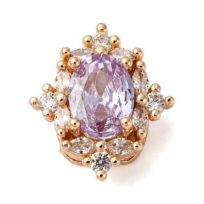 Латунные микро проложить кубического циркония бусы, с кристаллическим цирконием, овальные, без кадмия и без свинца, стойки покрытие, долговечный