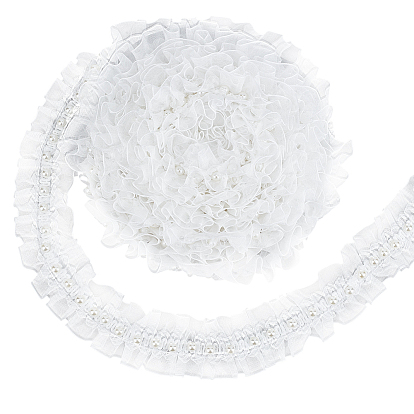 4м полиэстеровая плиссированная лента, отделочная лента из кружева, с пластиковой жемчужины, для пошива одежды из ткани аксессуары