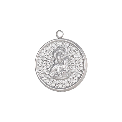 304 подвески из нержавеющей стали, плоский круглый с амулетами Вирхен-дель-Кармен