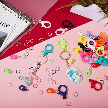 DIY Jewelry Making Finding Kits, Including Plastic Lobster Claw Clasps, Iron Jump Rings