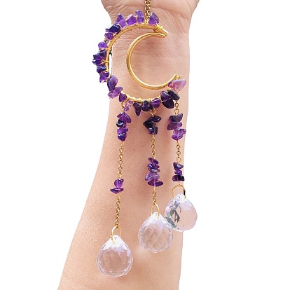 Металлические подвески со стеклянными украшениями, с драгоценными камнями, луна и слеза