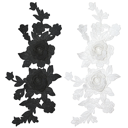 2Пары аппликаций из полиэстера с цветочным узором, выполненных с помощью компьютерной вышивки., костюм чонсам аксессуары, с 2шт. полиэстеровых вышитых нашивок