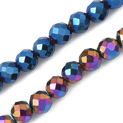 Гальванические нити из синтетических немагнитных гематитовых бусин, граненые, круглые