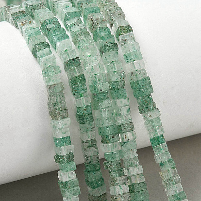 Натуральный зеленый клубника кварц бисер нити, квадратный