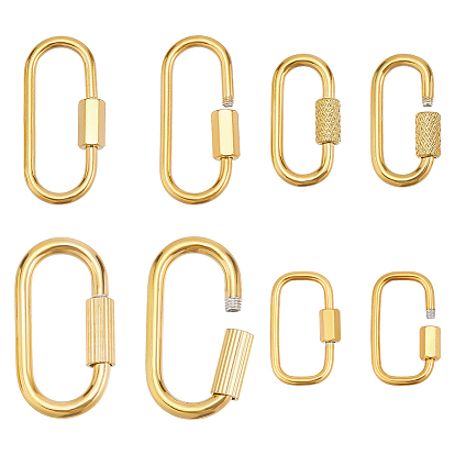 8Pcs 4 Styles 304 Stainless Steel Locking Carabiner