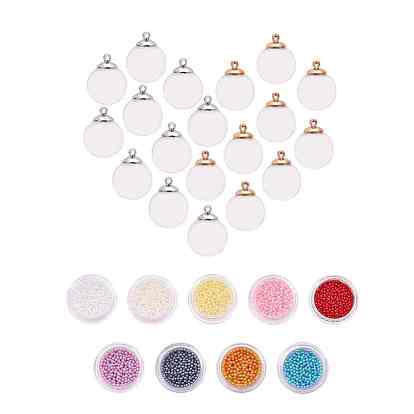 DIY Pendant Making, Blown Glass Globe Beads, Rack Plating Brass Pendant Bails and Imitation Pearl Acrylic Beads