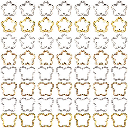 80шт 8 стили цинковый сплав бусины рамка, цветок и бабочка