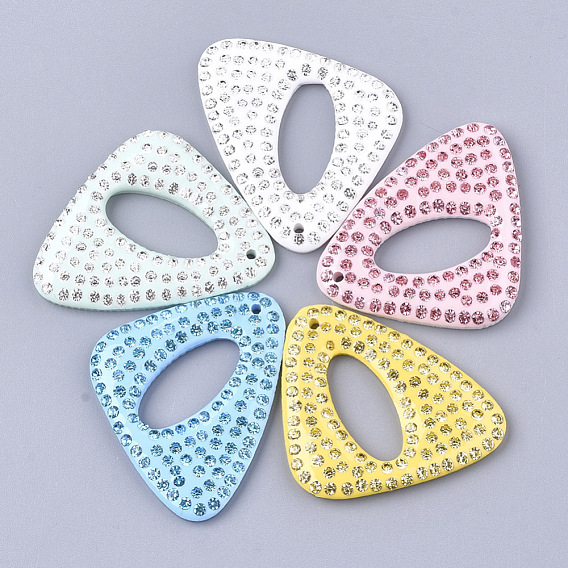 Acrylic Pendants, with Rhinestone, Triangle