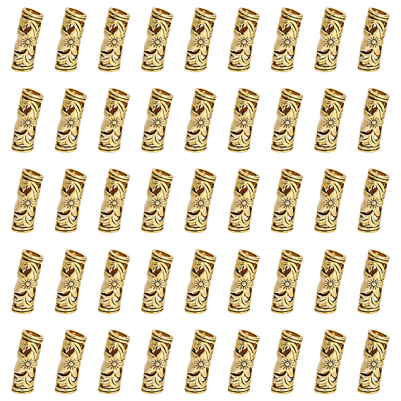 80шт. бусины из сплава в тибетском стиле, бусины с большим отверстием, колонна с солнцем и звездой