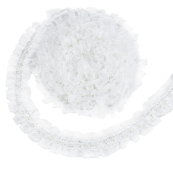 4м полиэстеровая плиссированная лента, отделочная лента из кружева, с пластиковой жемчужины, для пошива одежды из ткани аксессуары