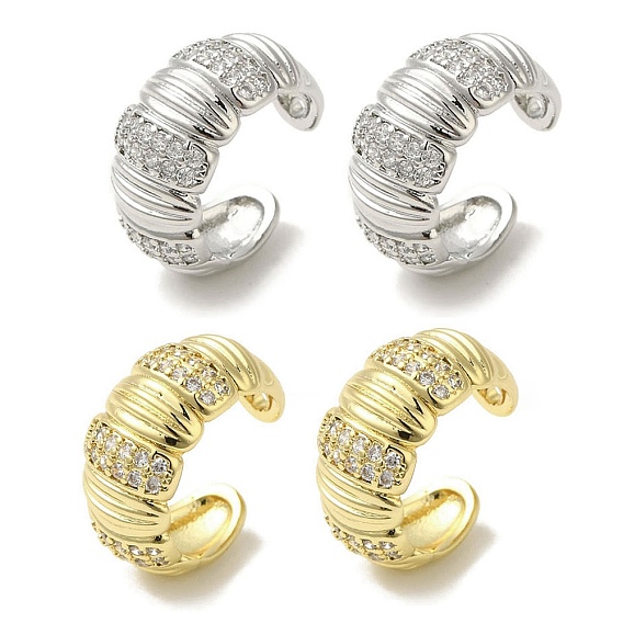 Серьги-манжеты из латуни с микро-паве, текстурированные кольца с кубическим цирконием для женщин, без кадмия и без свинца, долговечный