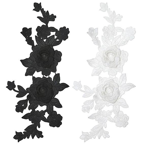 2Пары аппликаций из полиэстера с цветочным узором, выполненных с помощью компьютерной вышивки., костюм чонсам аксессуары, с 2шт. полиэстеровых вышитых нашивок