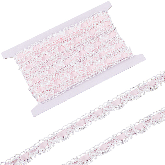 5 Yards Polyester-Spitzenbänder, Schleife, mit 1 Stück Karton Papierband Organizer, für Kleidungszubehör