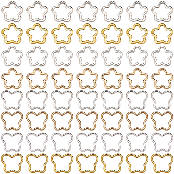 80шт 8 стили цинковый сплав бусины рамка, цветок и бабочка