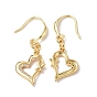 Clear Cubic Zirconia Heart with Butterfly Dangle Earrings, Rack Plating Brass Jewelry for Valentine's Day