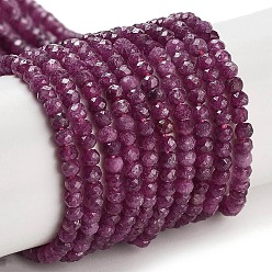 Natural Ruby Beads Strands, Faceted, Rondelle