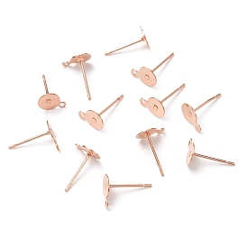 Brass Stud Earring Findings, with Iron Pin and Loop