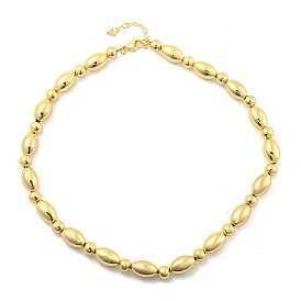 Brass Beaded Necklaces, Cadmium Free & Lead Free, Long-Lasting Plated, Oval