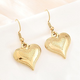 304 boucles d'oreilles pendantes en acier inoxydable pour femmes, cœur