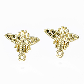 Alloy Stud Earring Findings, with Loop and Steel Pin, Hornet with Plastic Protective Cover