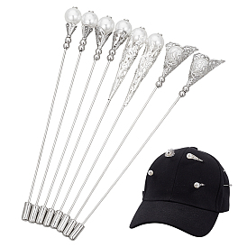 8шт 4 стили латунная брошь булавка, с абс пластмассовой имитационной жемчужиной, Изысканная булавка на лацкан для девушек, цветок