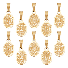 10 шт. овальные с Девой Марией и словом 304 подвески из нержавеющей стали