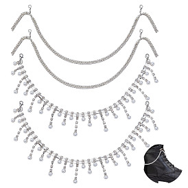 4 шт. 2 стили стеклянные стразы цепи для ремней для ботинок, Сплав с застежками когтя омара