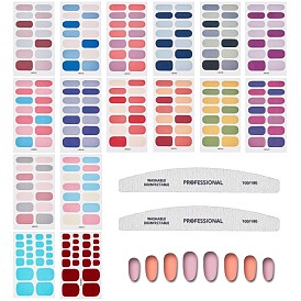 Manicure Tool Sets, with Solid Color Full Cover Nail Art Stickers, Waterproof Toe Nail Stickers, Nail Art Manicure Buffer Files