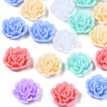 Opaque Resin Cabochons, Rubberized Style, Flower