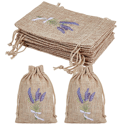 Мешочки для хранения из льна с лавандовым принтом, на завязках., прямоугольные