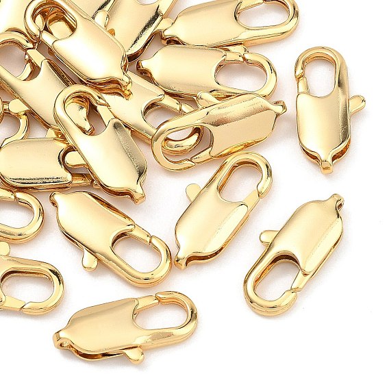 SHEGRACE Brass Lobster Claw Clasps, Cadmium Free & Nickel Free & Lead Free, Long-Lasting Plated, Oval