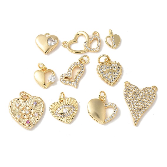 Латунные микропаве прозрачные подвески с фианитом, сердце прелести, без кадмия и без свинца, долговечный, стойки покрытие