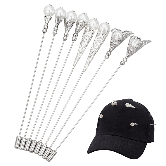 8шт 4 стили латунная брошь булавка, с абс пластмассовой имитационной жемчужиной, Изысканная булавка на лацкан для девушек, цветок