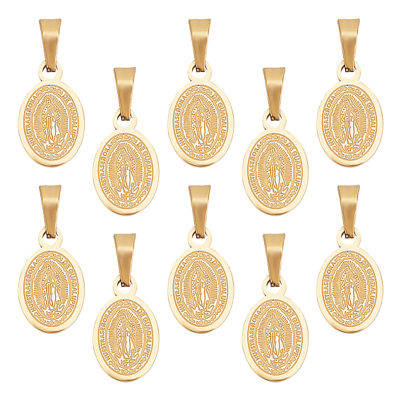 10 шт. овальные с Девой Марией и словом 304 подвески из нержавеющей стали