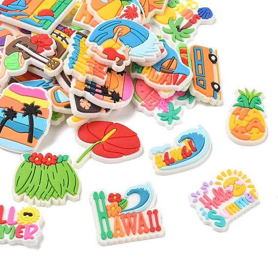 Hawaii Theme PVC Plastic Cabochons, Mixed Shapes