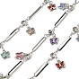 Rack Plating Brass Link Chains, with Butterfly Glass Charms, Long-Lasting Plated, Soldered, with Spool