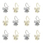 12Pcs 2 Colors Brass Micro Pave Clear Cubic Zirconia Earring Hooks, with Loop, Bowknot