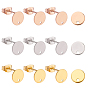 PVD Vacuum Plating 304 Stainless Steel Stud Earring Findings, with Flat Plate, Flat Round