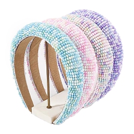 Fashiona Glass Seed Beads Hair Bands, Wide Hair Hoop for Girls Women