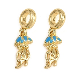 Латунные эмалированные европейские подвески с подвесками, медуза, Подвески с большими отверстиями, долговечный, без кадмия и без свинца, стойки покрытие
