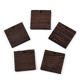 Natural Wenge Wood Pendants, Undyed, Square Charms